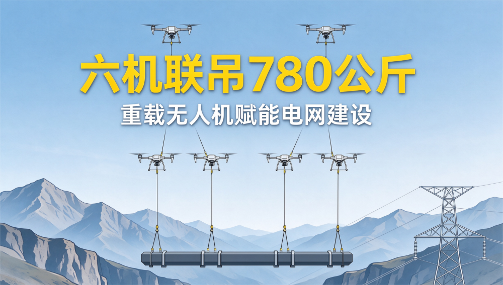 六机联吊再创纪录！低空重载无人机助力电网施工突破 780 公斤